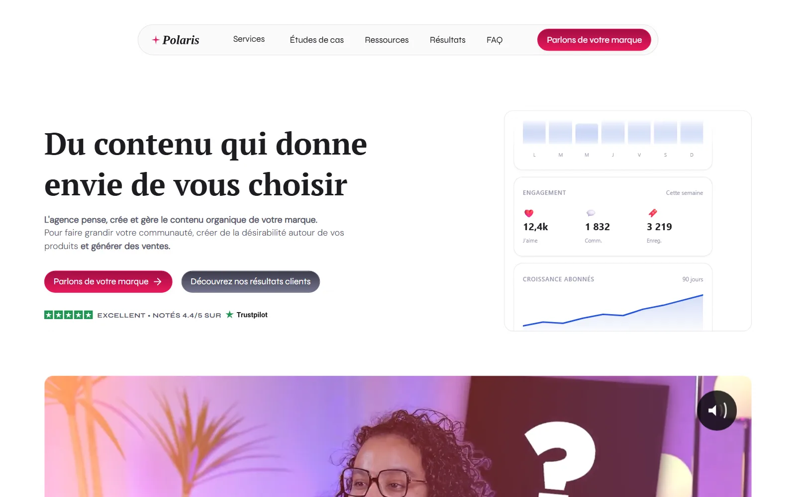 Accueil du site Polaris, version desktop