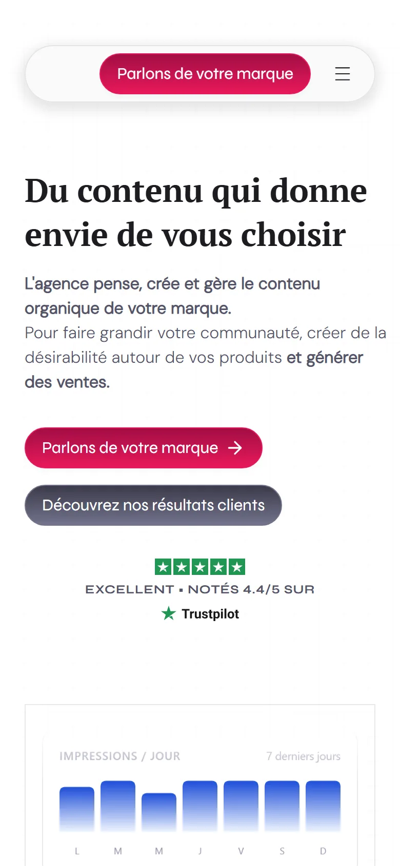 Accueil du site Polaris, version mobile
