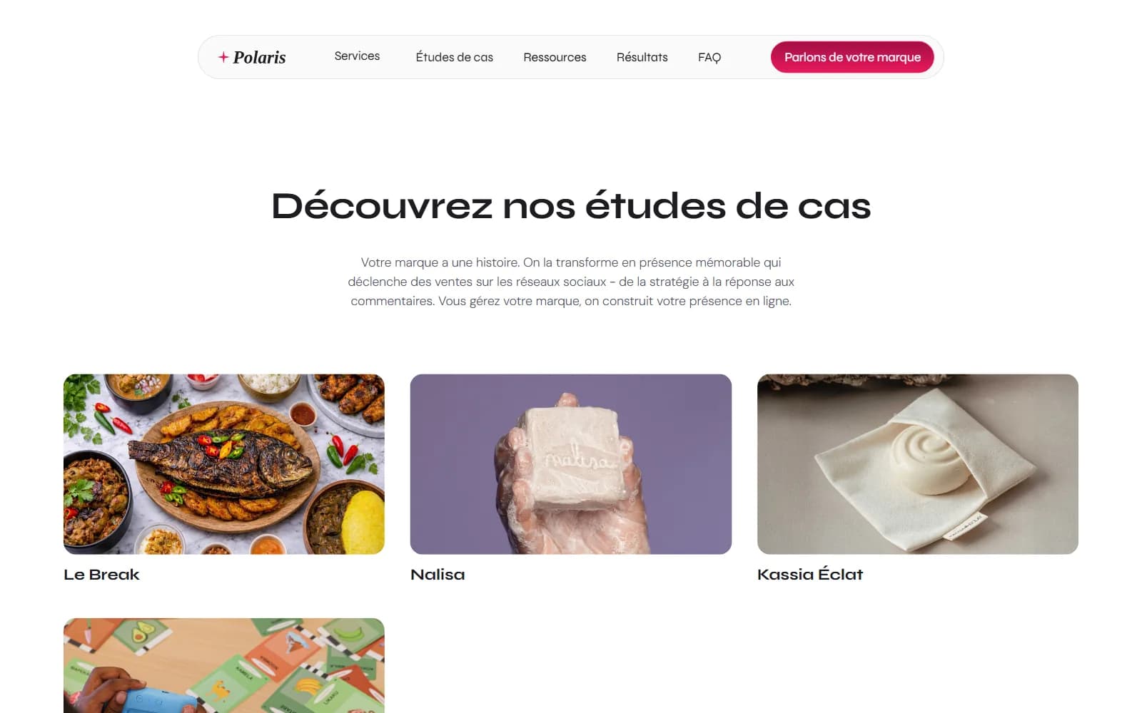 Études de cas du site Polaris, version desktop